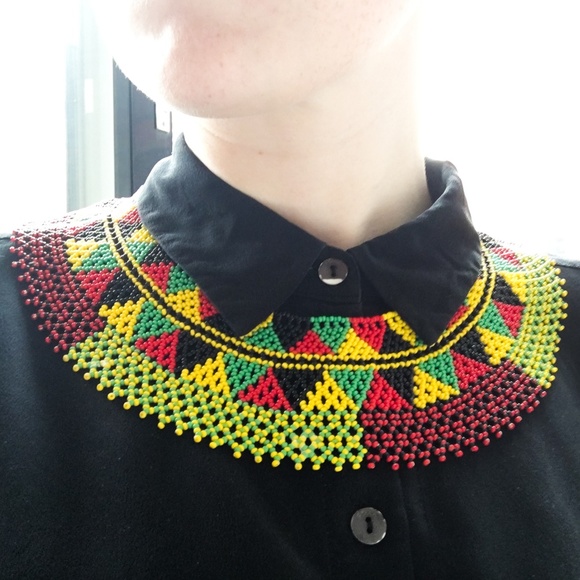 Hand Beaded Flat Necklace - Picture 2 of 2